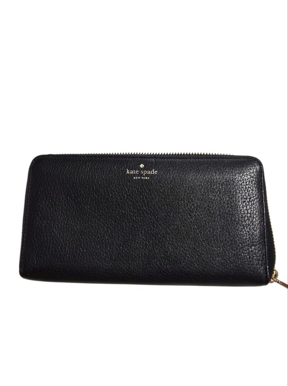 kate spade Black Pebbled Leather Zip Wallet for Men